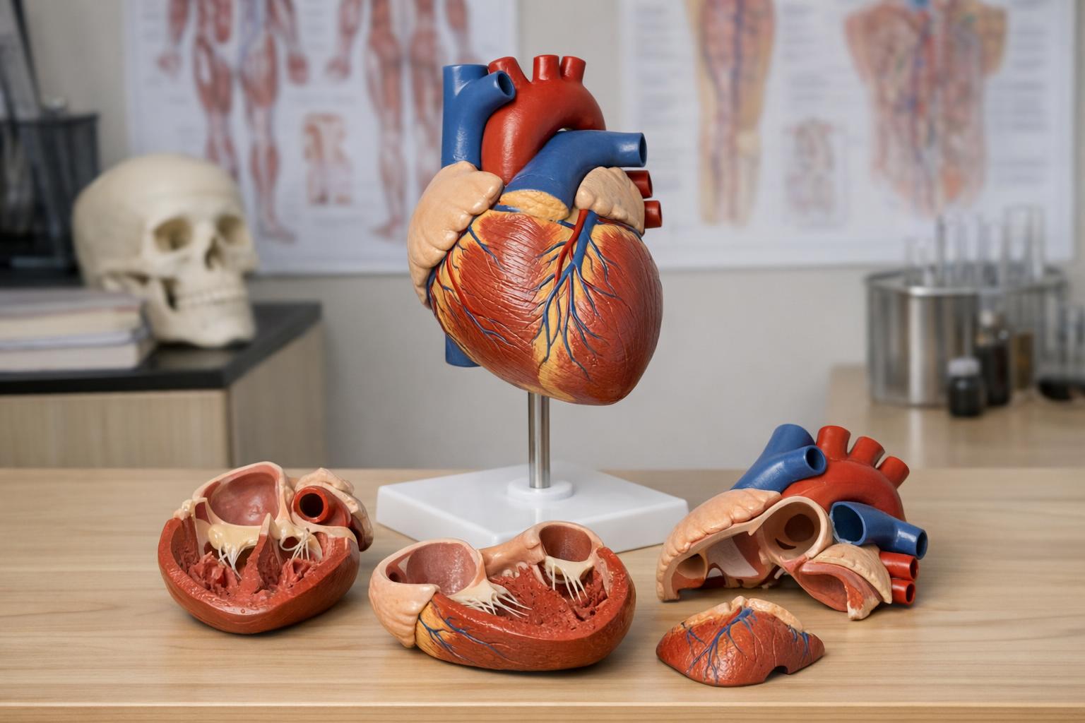 fotografia: model anatomiczny serca z możliwością demontażu na stole edukacyjnym